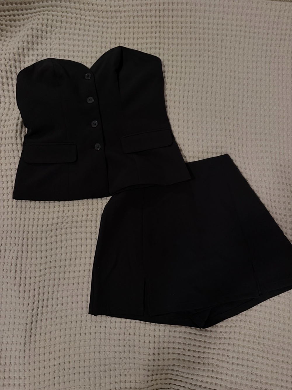 Sincerely Jules Black Strapless Bustier Top and Skort Set